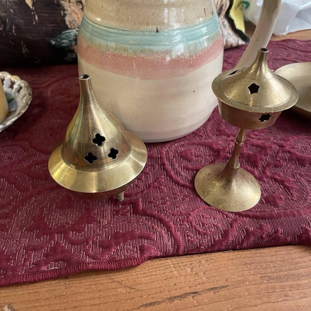 Vintage Mini Brass Incense Burners Set of 2 Made In India Home Decor
